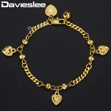 Davieslee для браслетов младенцев Золотой Rolo Снаряженный кубинский браслет из звеньев сердце браслет детские ювелирные изделия подарки дропшиппинг DGB449