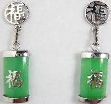 pendientes long sterling silver jewelry earring Good Malay Green Jade 925 Sterling Silver Stud Earrings 925 sterling silver dragon japanese katana mens biker rocker stud earring 8m009 pair