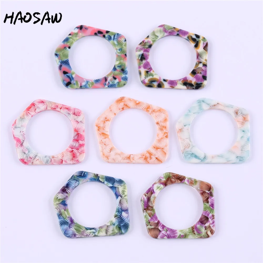 HAOSAW 34*36MM 4Pcs/Lot Spring Color Irregular Acetic Acid Parts/Jewelry Findings/Earrings Accessories/Handmade Making | Украшения и