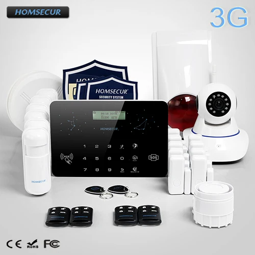 HOMSECUR Wireless Wired LCD 3G GSM PSTN SMS Autodial Home font b Alarm b font System
