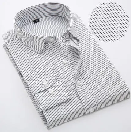 Plus Size 5XL 6XL 7XL 8XL Striped Twill Long Sleeve Men Shirt White Red Blue Male Business Large Big Dress Shirts Camisas