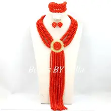 Высококачественные красные Африканские свадебные бусы, ювелирный набор нигерийские нарядные бусы, женский модный ювелирный набор, новинка,, ABY166