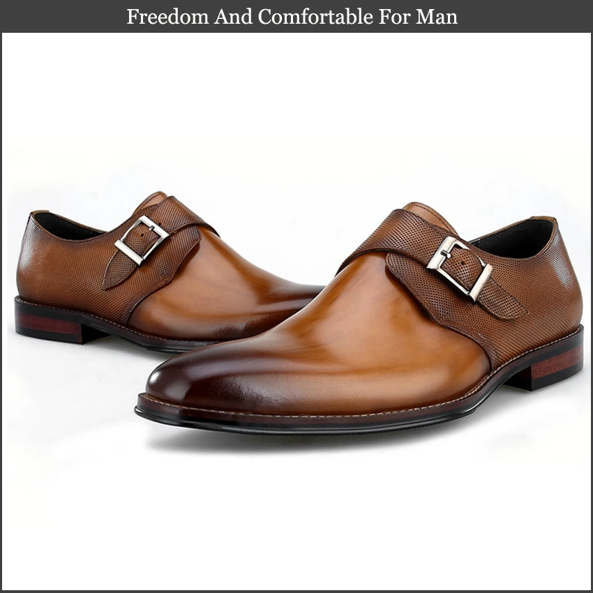 Итальянская официальная обувь из натуральной коровьей кожи; мужские туфли-оксфорды с ремешком; роскошная мужская Свадебная обувь ручной работы с квадратным носком; SK228