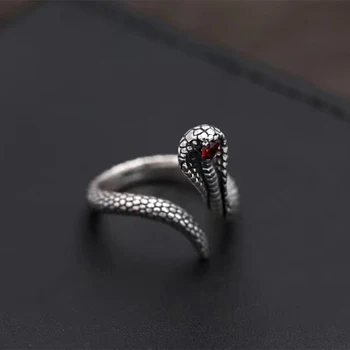 

SOQMO Solid 925 Silver Snake Opening Tail Little Finger Ring Female Male Vintage Retro Women 925 Sterling Jewelry anel masculino