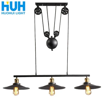 

Loft vintage pendant lights 3 Head Iron Pulley Dish Lamp E27 110-240V Bar Kitchen Home Decoration Edison Light Fixtures Lighting