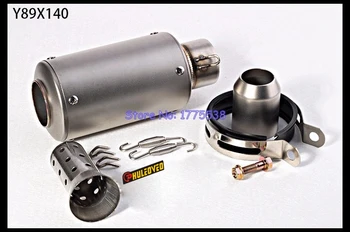 

PHULEOVEO Length 200mm Inlet 51mm Motorbike Exhaust Muffler Tailpipe Stainless Steel Motorcycle Exhaust Pipe Mufflers DB Killer