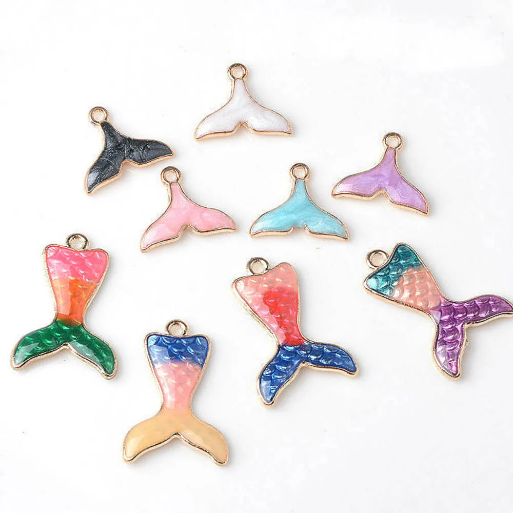 

10pcs/lot Mermaid Tail Pendant Snap Button DIY Jewelry Accessories Metal Buttons for Bag Clothing Earrings Decorative Buttons