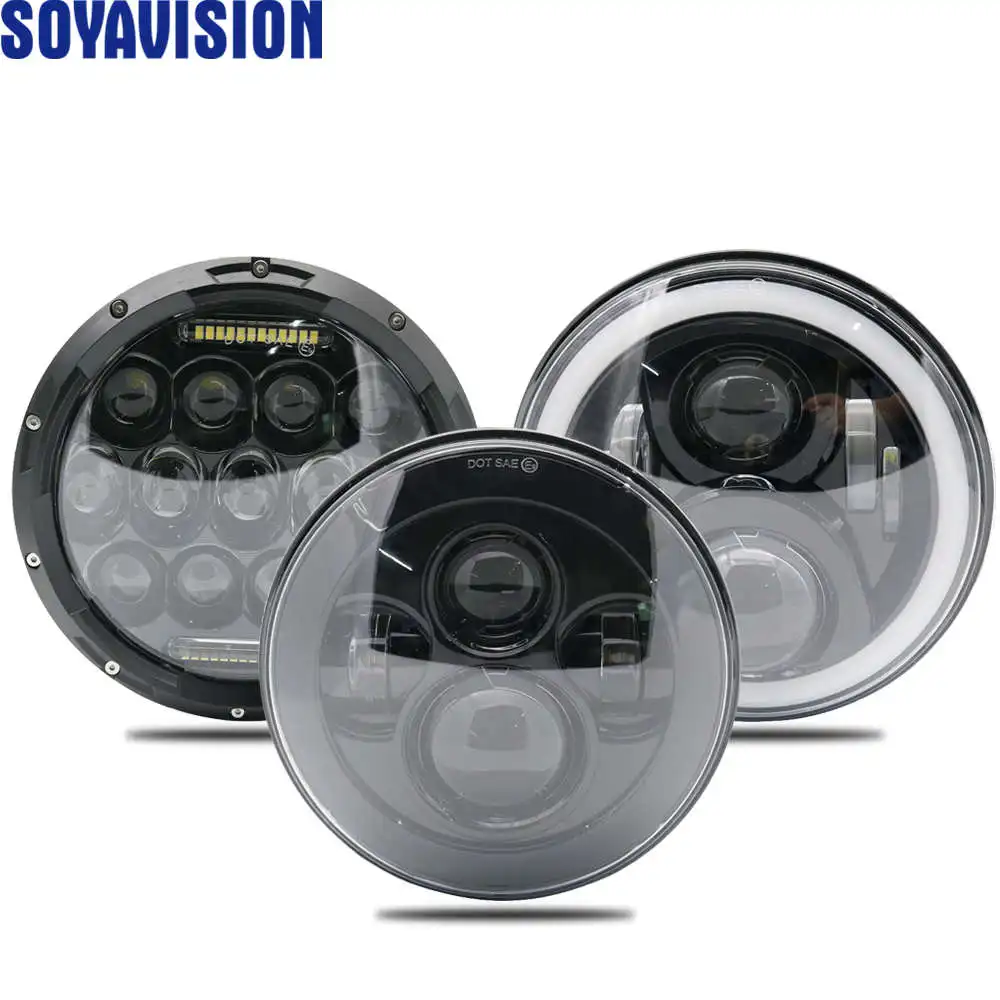 

For lada niva 4x4 suzuki samurai 7" LED DRL H4 Halo Headlights For VAZ 2101 7Inch LED Headlamps with Halo Ring Amber Turn Signal