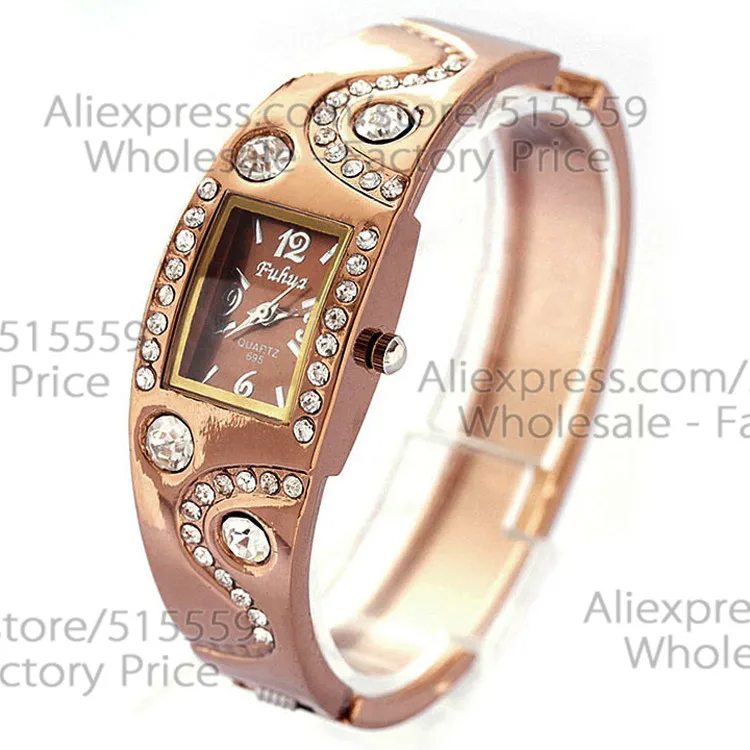 Элегантный Для женщин металлический браслет часы девушки горный хрусталь браслет-часы подарочные часы Заводская цена; 100 шт./лот Лидер продаж