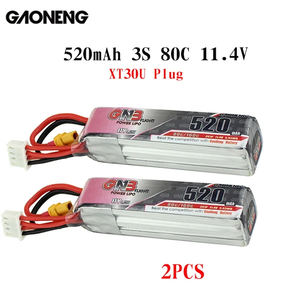 2PCS Gaoneng GNB 520mAh 3S/4S 11.4V/15.2V HV Lipo Battery XT30 Plug for Beta75X RC Drone FPV Racing
