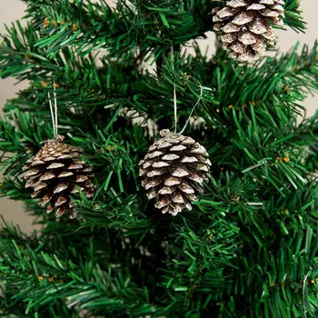 

6PCS 5CM Christmas Tree Decoration Pine Cone Pendant Christmas Decoration Natural Pine Cone Dyed White Small Pine Cone Ornaments