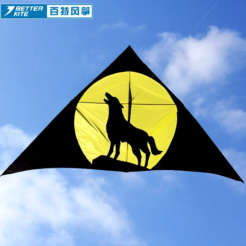 yellow large single line outdoor sports beach kite tail Sirius weifang silica gel umbrella kite Wolf moon sale craft kite animal