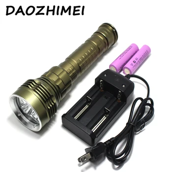 

8000LM Underwater Dive Light 5*L2 led Torch 26650 torch 100M underwater tactical hunting flashlight +2*26650 Battery+charger