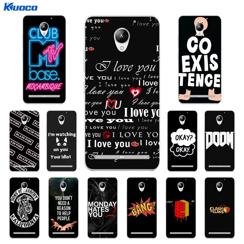 for Lenovo Vibe C2 K10A40 Case Black Letters Printing TPU Cover Phone Silicon Protective Fundas |