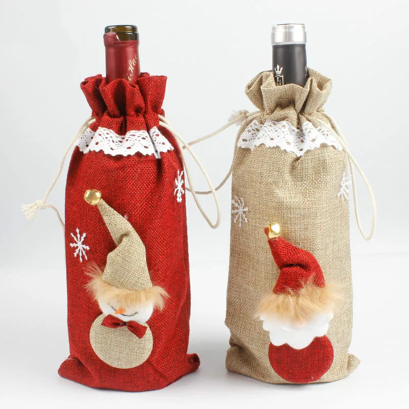 Рождественские украшения для дома Санта Клаус чехол для бутылки вина снеговик чулок держатели для подарков Рождество Navidad декор год
