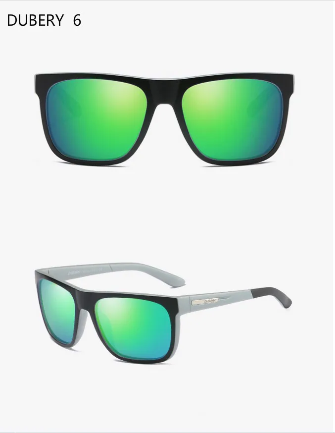 DUBERY дизайн бренда Поляризованные Солнцезащитные hd-очки Для мужчин Вождение оттенки мужской ретро солнцезащитные очки для мужчин лето зеркало площадь Óculos UV400 - Цвет линз: 6No box