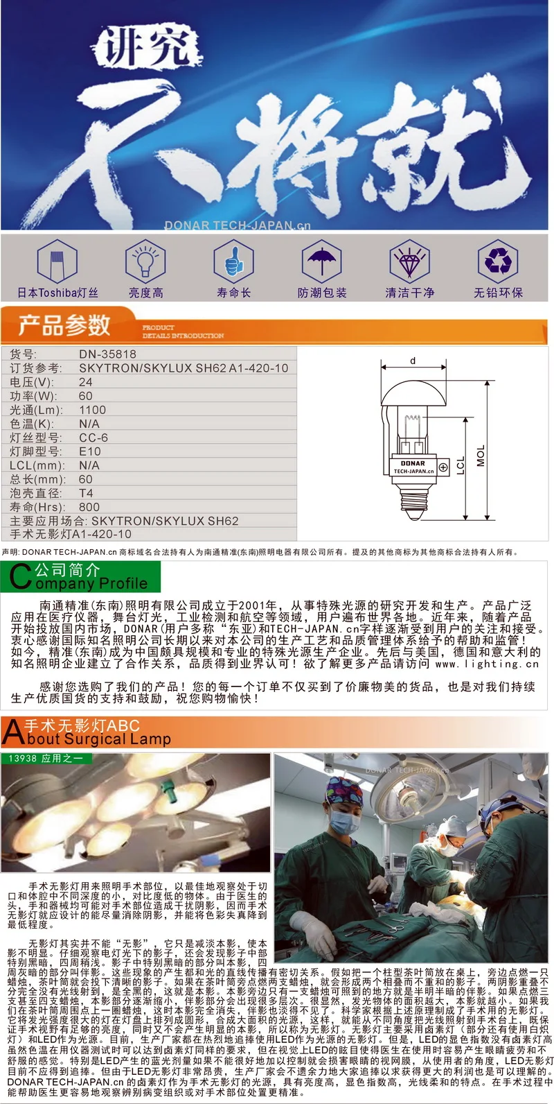 SH62 lamp details
