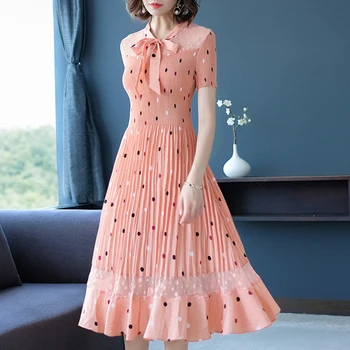 

Loose New 2019 Plus Size Summer Dress Dot Brief Mesh Patchwork Women Dresses Summer 2019 Korean Vintage Loose Trumpet Mermaid