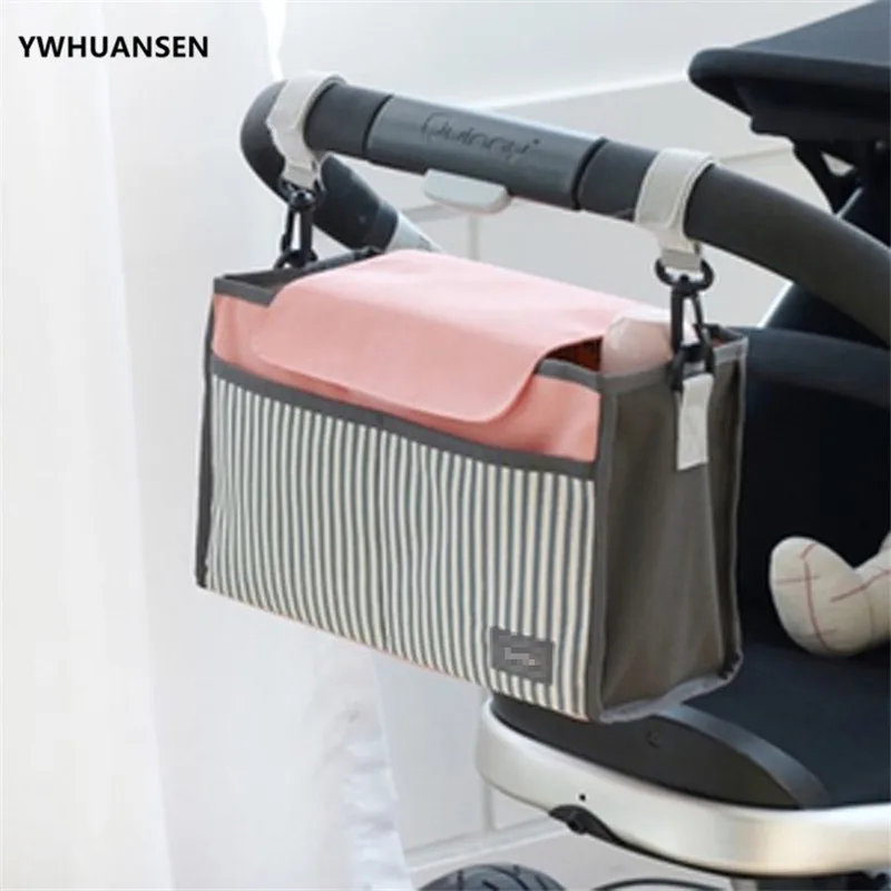 

Striped Baby Stroller Accessories Waterproof Stroller Organizer Bag With Cup Holders and Extra Storage For Mom and Dad On The Go