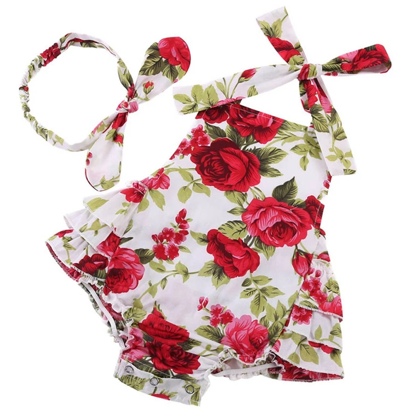 Infant Cotton Rosette Ruffled Newborn Baby Girl Clothes Set Summer 2017,Bubble Toddler Girl Baby Rompers Headband Roupas De Bebe Baby Clothing Set