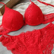 Сексуальные Женщины Глубокий V кружева Декро бюстгальтер на косточках набор Пуш-ап Твердые 32A-38C наряд с бюстгальтером