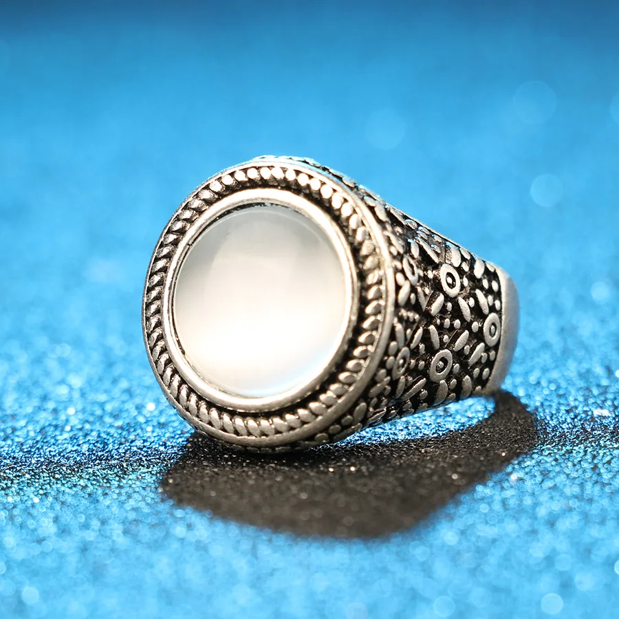 Роскошные винтажные кольца с белым опалом для мужчин, серебряные Дневники вампира, ювелирные украшения