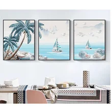 3 шт./партия рамка «сделай сам» картина по номерам береговые пейзажи картина акриловая ручная роспись для домашнего декора 40x50 Настенная картина
