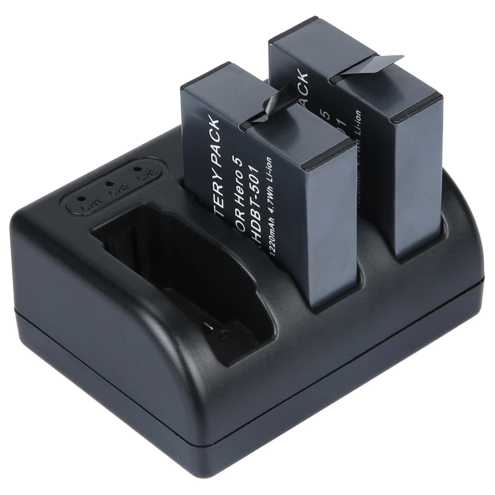 New 4Pc 1220mAh 1.55 version GoPro Hero 5 Battery GoPro 5 Battery + USB