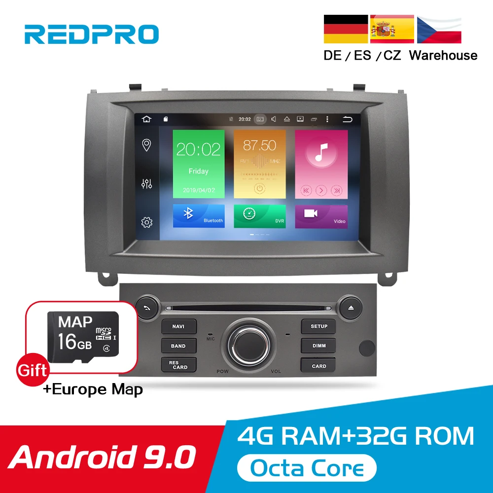 

4GRAM Android 9.0 Car DVD Radio Stereo Player For Peugeot 407 2004-2010 GPS Navigation WiFi Bluetooth Car Multimedia Video Audio