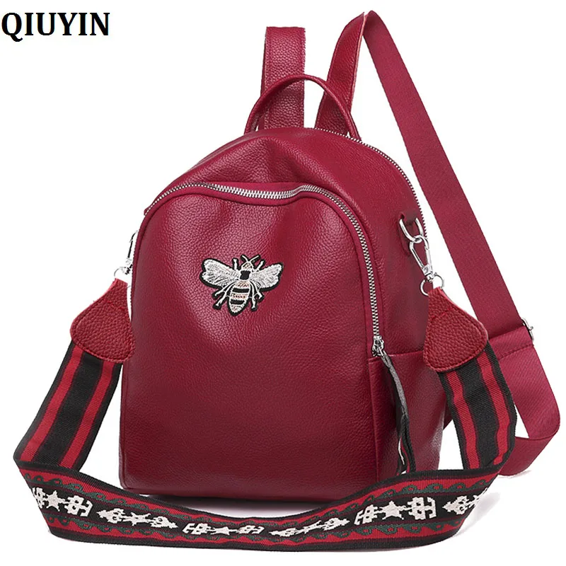 

QIUYIN Female School Shoulder Bags Women Anti-theft Leather Backpacks Female Ladies Backpacks For School Retro Sac a Dos Femme
