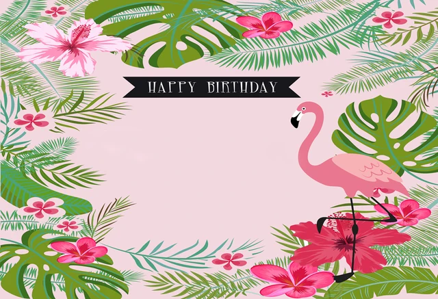 Happy Birthday Flamingo Photography Backdrops Photo Background Party