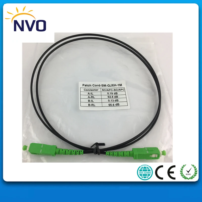 

1M FTTH GJXH Indoor Fiber Patch cord,SM,Simplex,G657A,LSZH,SC/APC-SC/APC on both termination,50cm between Black Tap to Connector
