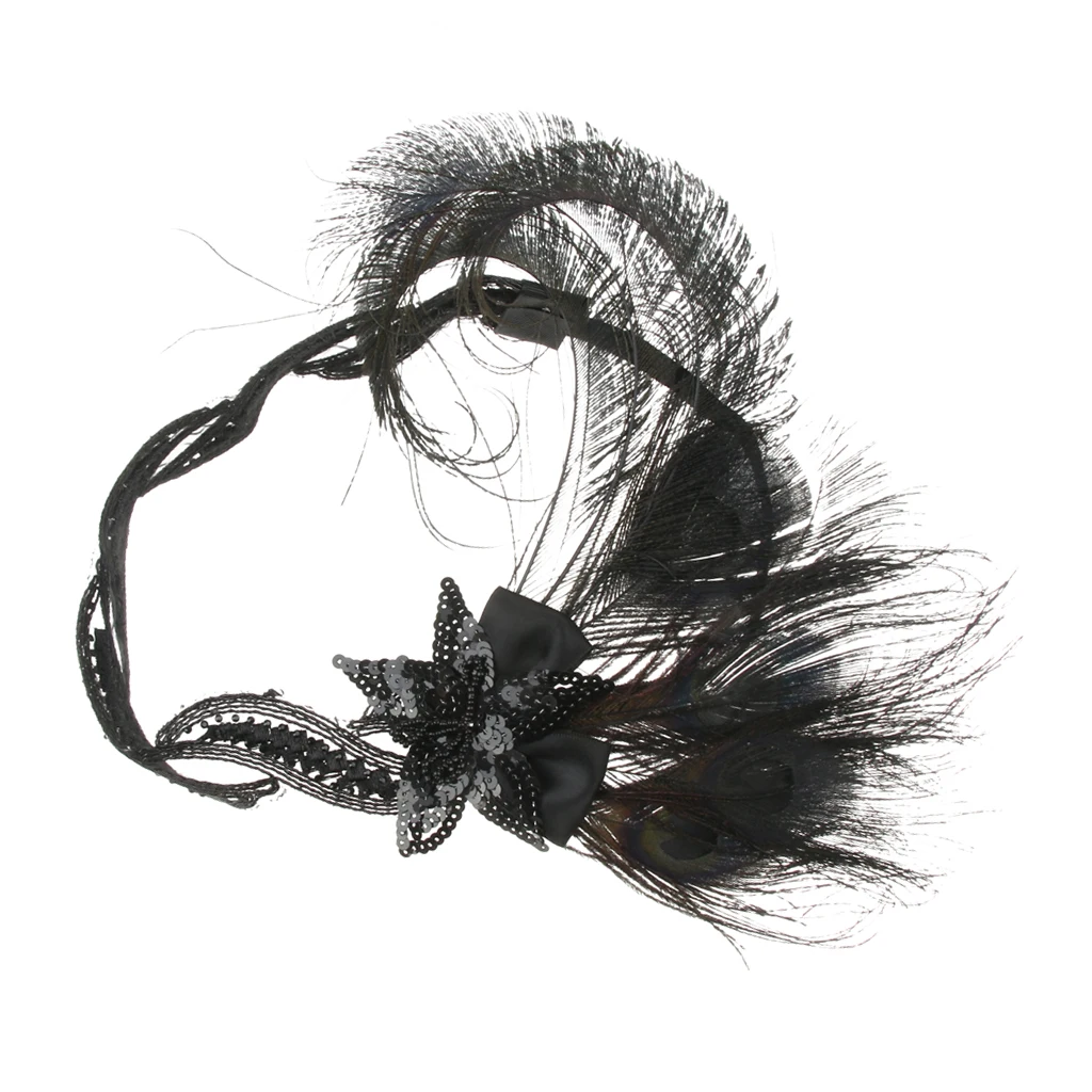 Tribal Style Flapper Headpiece Roaring 20s Feather Headband Gatsby Peacock Feather Headband Headwear Accessory 