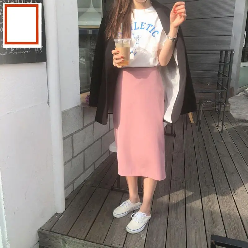 Новая модель куртки с хлопковой подкладкой в Корейском стиле летняя Студенческая простое, маленькое, новое Милая футболка, мини-юбка для девочек повседневный комплект с юбкой из двух предметов для девочек