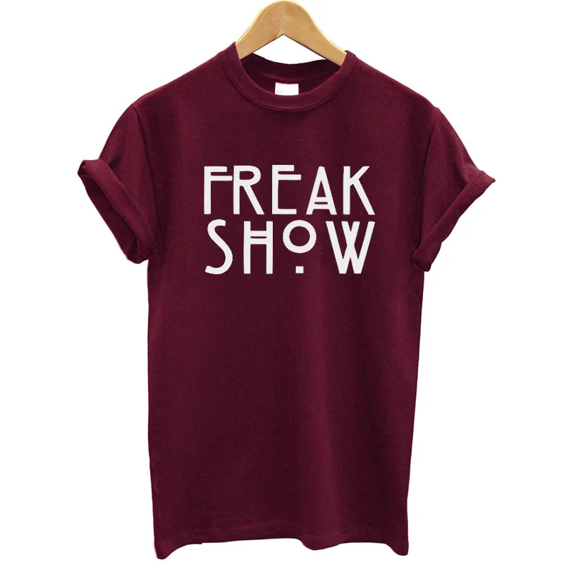 Женская футболка с надписью Freak Show хлопковая короткими рукавами свободная летняя