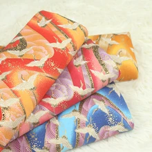 45*110 см японский стиль ткань бронзовая кран принты хлопок ткань для DIY лоскутное кимоно/сумки швейная ткань чехол для подушки