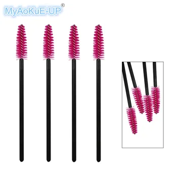 

Hot Sale 500 Pcs Black Handle Rose Red Lashes Brushes Nylon Mascara Wands Applicator Makeup Tools Cosmetic Eyelash Brushes