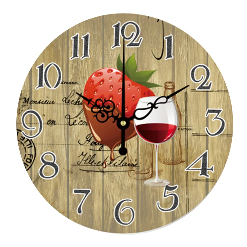 New European Style Vintage Creative Strawberry Red Wine Round Wood Wall