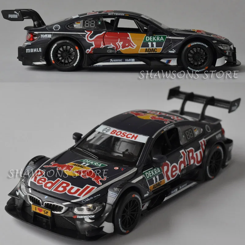 Diecast Car Model Toys 1:32 M4 DTM Racing Team Painting Pull Back Replica with Sound& Light