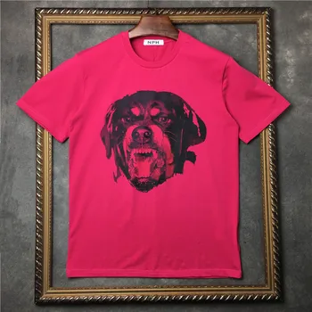 

New Novelty 2019 gentleman Rose red Rottweiler T Shirts T-Shirt Hip Hop Skateboard Street Cotton T-Shirts Tee Top kenye #F36