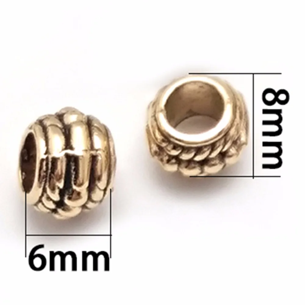 

6x8mm Antique Silver Gold Mix 30pcs Tube Spacer Beads Metal Round Beads for Jewelry DIY Findings