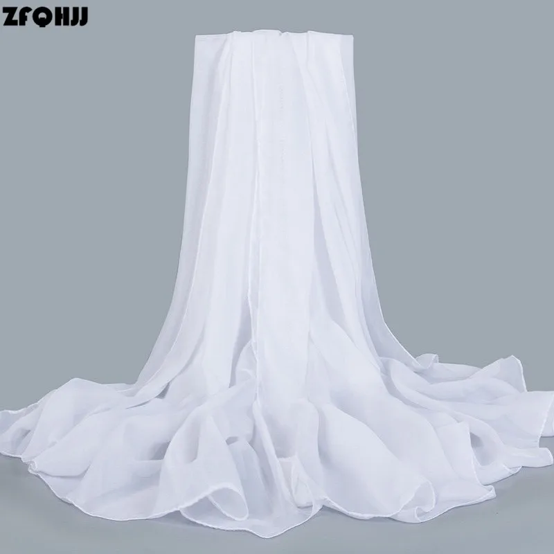 

ZFQHJJ 180x100cm Oversize Large Long Women Chiffon Scarf Plain Solid Color Black White Red Green Pink Scarf Shawl Pashmina Pareo
