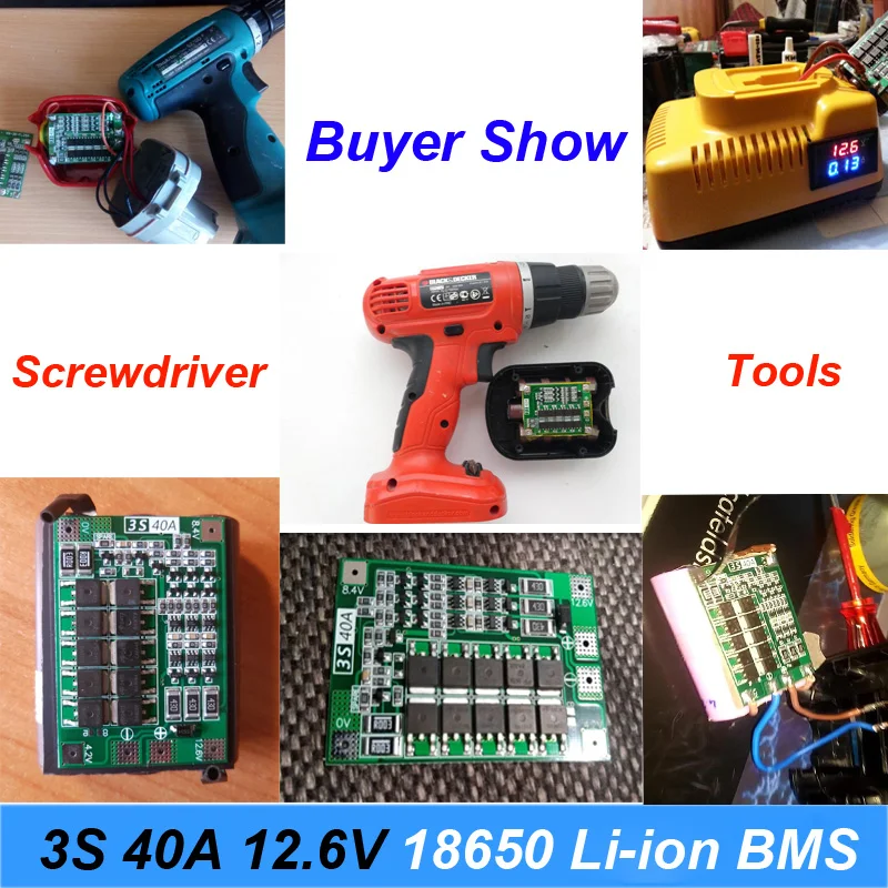 3S 40A 11,1 V 12,6 V 18650 литиевая батарея Защитная плата для отвертки дрель 40A баланс тока версия