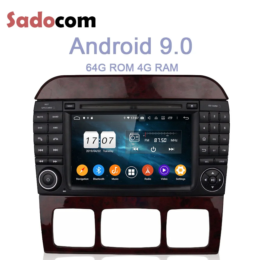 Android 9 0 автомобильный dvd-плеер Bluetooth 4 2 Гб ОЗУ 64 ПЗУ 8 ядер для Benz W215 W220 S320 S350 S400 S430 S500