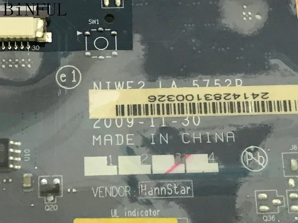  BiNFUL 100%  NIWE2 LA-5752P LAPTOP MOTHERBOARD FOR LENOVO G560 /Z560 NOTEBOOK PC WITH VIDEO CARD (c