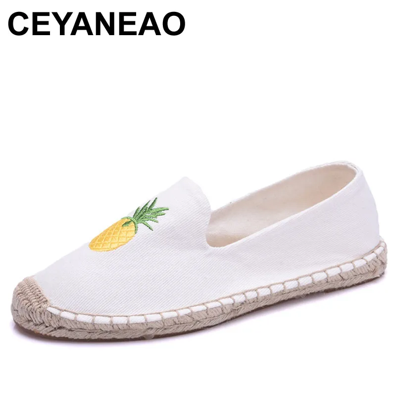 

CEYANEAO Espadrilles Women Flat Shoes Spring Summer Ladies Loafers Embroidered Canvas Linen Fishman Flat Shoes Girls Espadrille