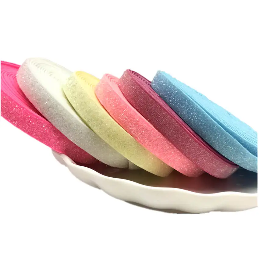 

3/8"10mm 5yards Multi color option rainbow Polyester Glitter Elastic Ribbons DIY Paking and Decoration