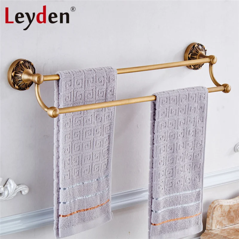 Leyden Vintage Towel Rack Copper Double Bar Wall Mounted Towel Rack Copper Double Bar