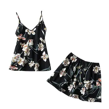 

Womens Sleepwear Sexy Camisole Sleepwear Lingerie Print Nightwear Underwear Set Homewear Sexy Ladies nighty Nightwear J20