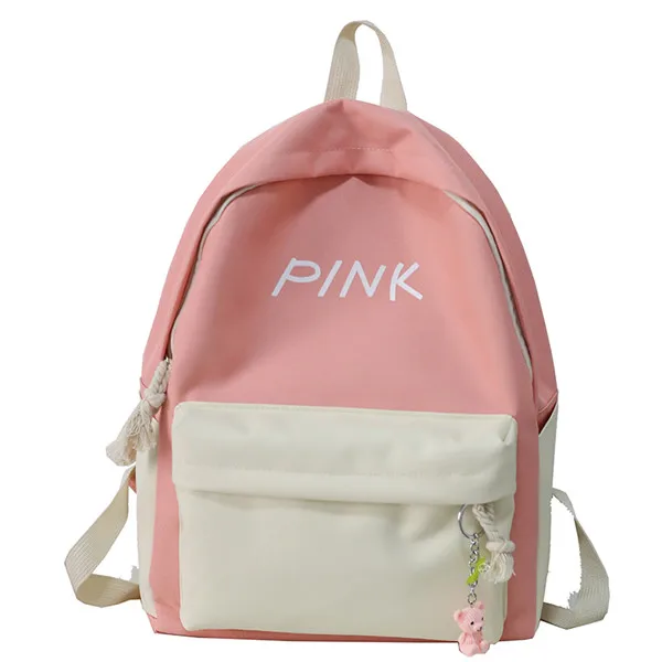 Простой стиль, женский рюкзак, корейский стиль, рюкзаки для девочек-подростков, школьные сумки, дизайнерский ранец, JINLIDA-833-6 - Цвет: Pink and White